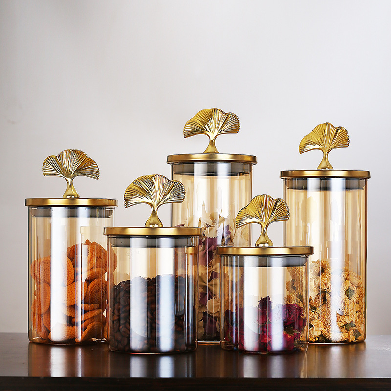 Kitchen Bank - زجاجة تخزين زجاجية كبيرة بغطاء رأس