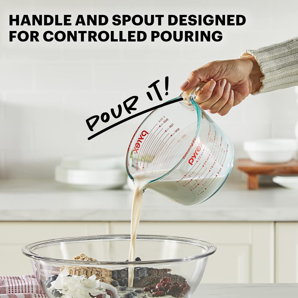 كوب قياس زجاجي سعة 4 أكواب للخ - مراجعة Kitchen Baking Essentials وسعره