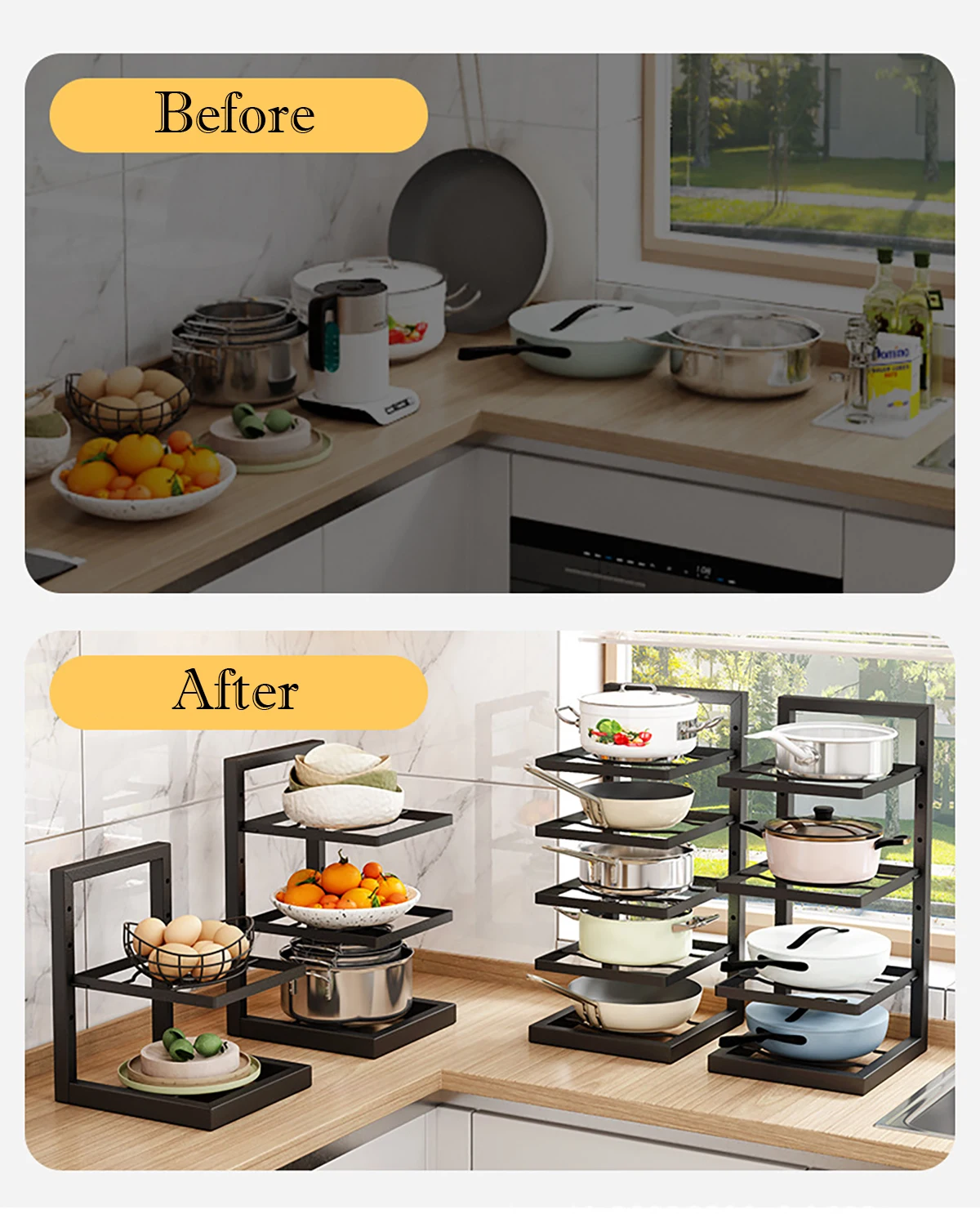 منظم أواني قابل للتعديل، رف تخ - مراجعة Kitchen Baking Pan Organizer وسعره