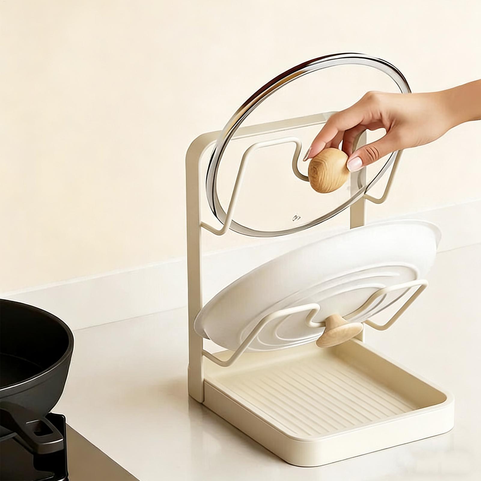 غطاء وعاء منظم المضادة للانزلا - مراجعة Kitchen Baking Pan Organizer وسعره