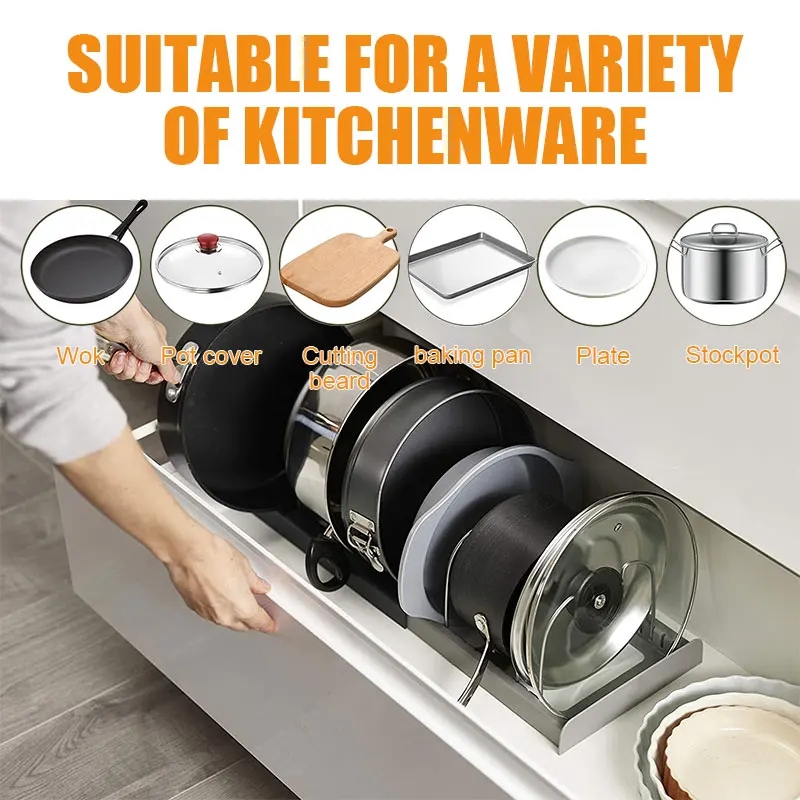 رف تخزين من الفولاذ المقاوم لل - مراجعة Kitchen Baking Pan Organizer وسعره