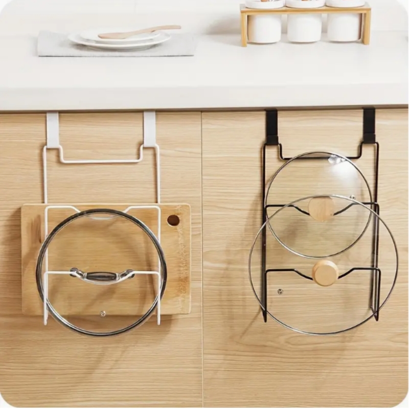 رف غطاء وعاء معلق لباب الخزانة - مراجعة Kitchen Baking Pan Organizer وسعره